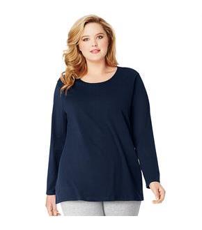 Just My Size Long-Sleeve Scoop-Neck 100% Cotton Women's Tee