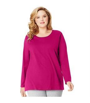 Just My Size Long-Sleeve Scoop-Neck 100% Cotton Women's Tee