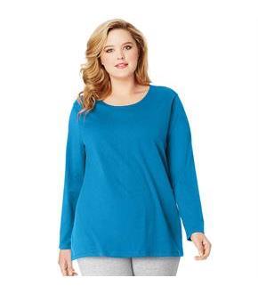Just My Size Long-Sleeve Scoop-Neck 100% Cotton Women's Tee
