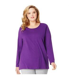 Just My Size Long-Sleeve Scoop-Neck 100% Cotton Women's Tee