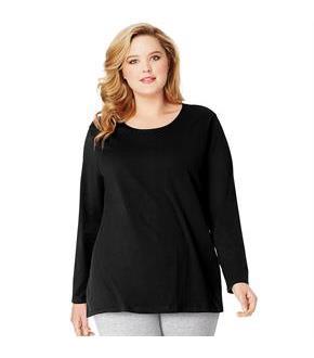 Just My Size Long-Sleeve Scoop-Neck 100% Cotton Women's Tee