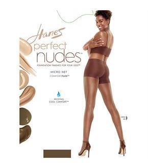 Hanes Perfect Nudes Sheer Micro Net Girl Short Tummy Control Hosiery