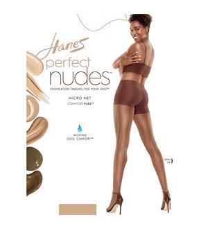 Hanes Perfect Nudes Sheer Micro Net Girl Short Tummy Control Hosiery