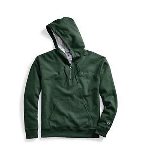 Champion Men's Powerblend Fleece Quarter Zip Hoodie, Embroidered Logo