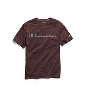 Champion Men's Double Dry Heather Mesh Textured Tee, Script Logo