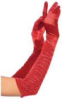 Opera length ruched satin gloves
