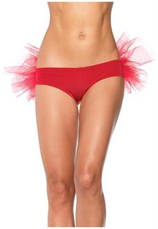 Spandex tanga panty with tulle ruffle back