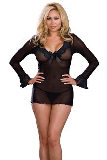 Babydoll Long Sleeve Bk 1X/2X