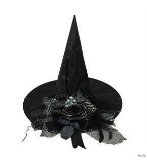 Witch Hat W/Black Flower
