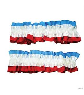 4th July Red White Blue Armband Garters Pair