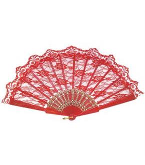 Red Lace Fan Costume Accessory