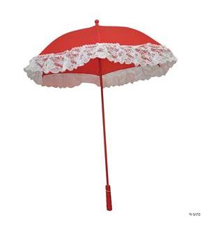 Nylon Ruffle Red Parasol