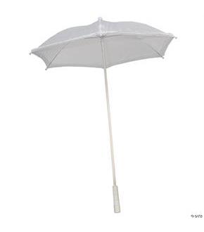 Nylon Ruffle White Parasol