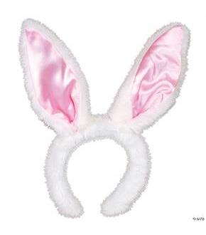 Bunny Ears White W Pink Satin