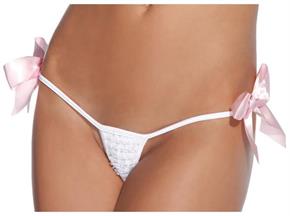 White Pink Crotchless G-String