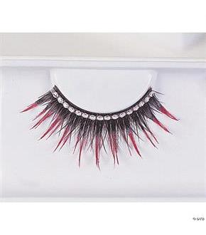 Eyelashes Blk With Red Rhinestone Accessory