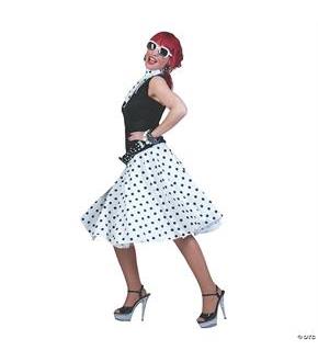 Sock Hop Skirt Scarf White Black Costume