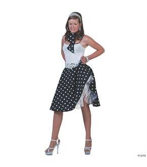 Sock Hop Skirt Scarf Black White Costume