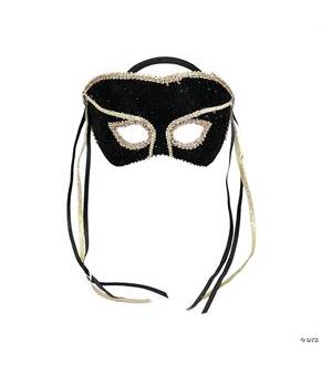 Venetian Couple Mask Swvl Bk/G