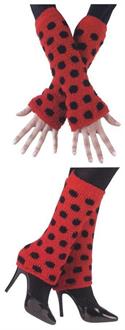 Fuzzy Arm And Leg Warmers Black Red