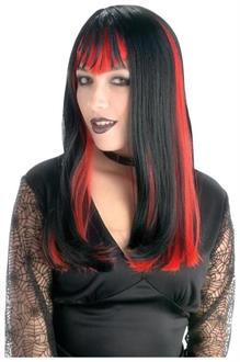 Widow Black Wig With Red
