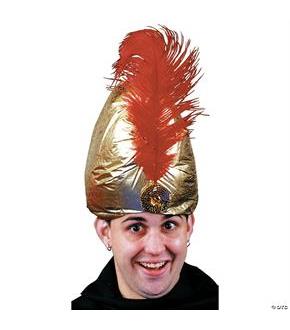 Turban Deluxe Gold With Plume Hat