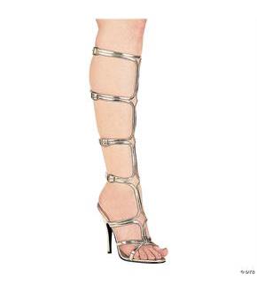 Sexy Strap Up Gold Calf Length Shoes
