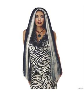 Wig 36 Inch Long Wht Streaked