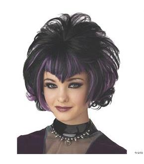 Gothic Flip Black Purple Wig