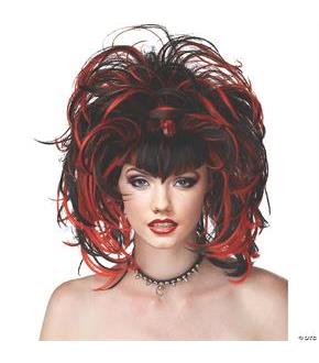 Evil Sorceress Black Red Wig