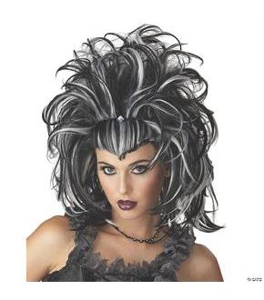 Evil Sorceress Black White Wig