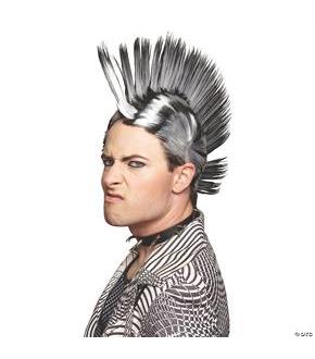 Mohawk Black White Wig