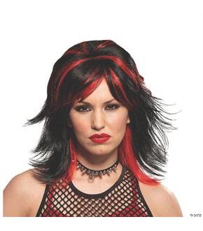 Wig Rocker Unisex  Black /Red