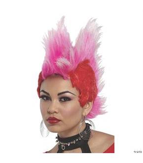 Double Mohawk Wig Red Hot Pink