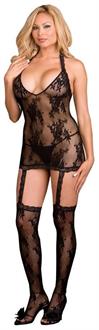 Halter Dress With Stckngs Black Queen