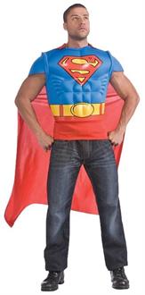 Superman Muscle Shirt Cape Adt