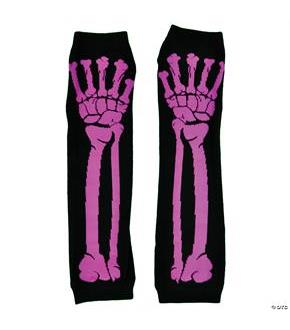 Glove Long Pink Bone Print