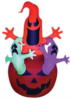 Airblown Pumpkin With Neon Ghost Decoration