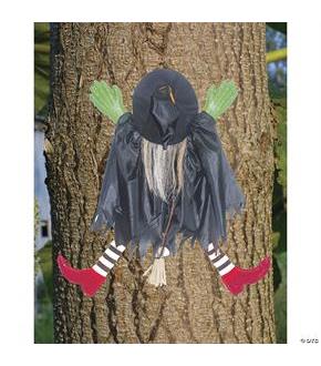 Tree Trunk Witch With Red Shoes Decoration