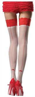 Thigh High Lace Top Backseam Red