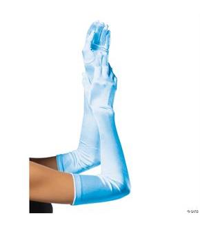 Satin Long Light Blue Adult Gloves