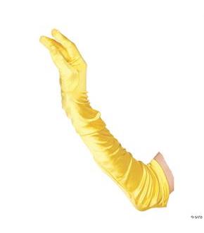 Satin Long Yellow Adult Gloves