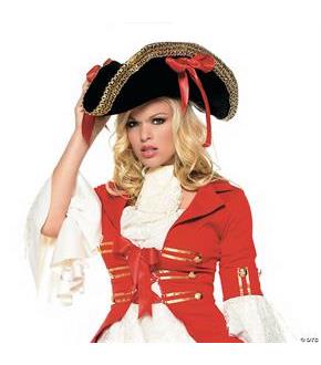 Pirate Black With Red Ribbons Hat