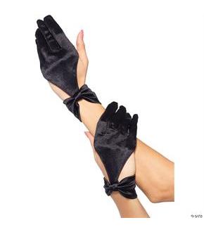 Gloves Satin Cut Out Blk