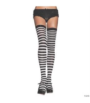 Black And White Stripe Thigh High