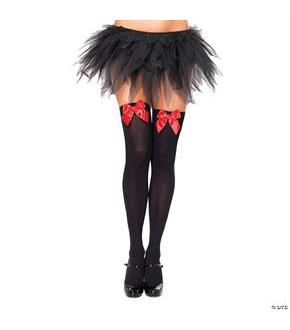 Black Thigh High Stockings With Red Bows