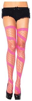 Diamond Net Thigh High Neon Pink