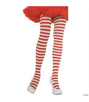 Tights Striped Plus Red/White