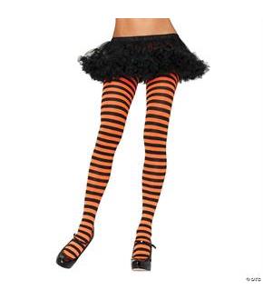 Tights Striped Black Orange