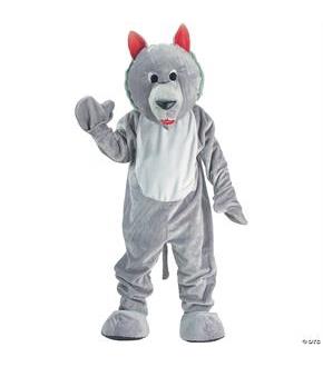 Wolf Mascot Grey Adult Costume
